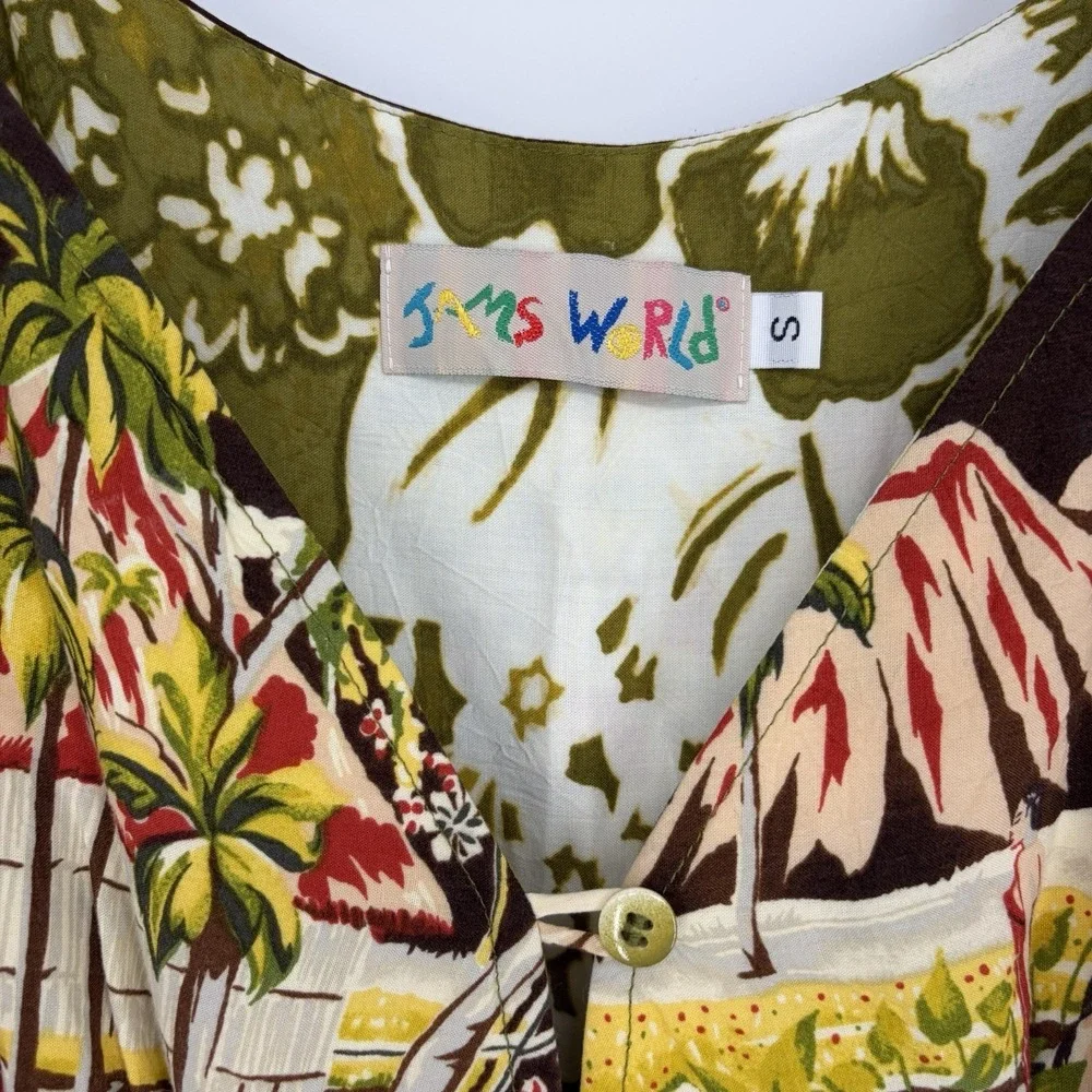 Jams World Hawaiian Babydoll Top S Vacation Beach Boho Floral Tropical Island